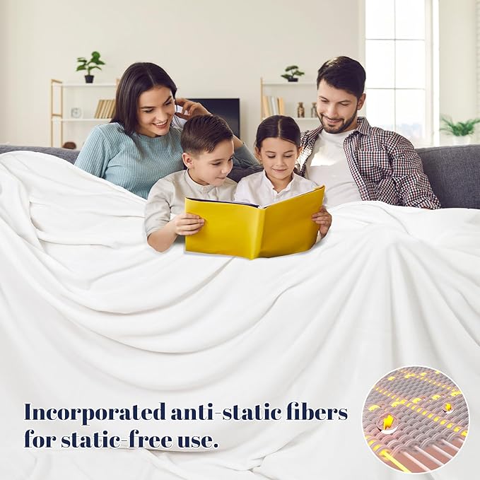 PHF Oversized King Fleece Blanket 120"x120", No Shed No Pilling Big Soft Blanket, Extra Large 10'x 10' Lightweight for Bed, Sofa Travel and Camping, Suitable for All Season, White