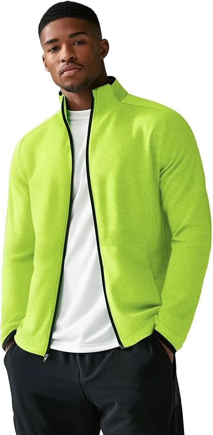 Zengjo Men's Track Jackets Full Zip Running Athletic Workout Lightweight Windproof Jacket with Zipper Pockets Quick Dry