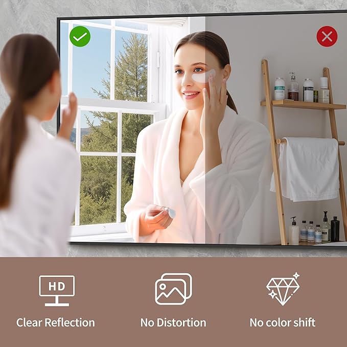 YIROMAN Bathroom Mirror 50"x30", Large Matte Black Bathroom Mirror for Over Sink with Aluminum Frame, Rectangular Vanity Mirror with Right Angle, Wall Mirror Hangs Horizontal or Vertical, Shatterproof