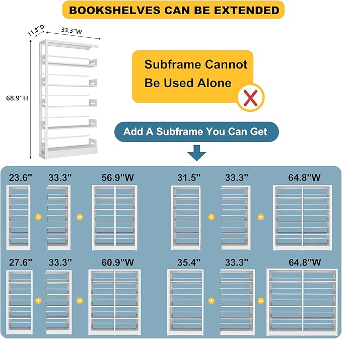Book Shelf,5-Tier White Bookshelf, Office Bookcases and Bookshelfs,Tall Metal Storage Organizer,Freestanding Bookshelf for Library,Living Room,Home Office (W:31.5")
