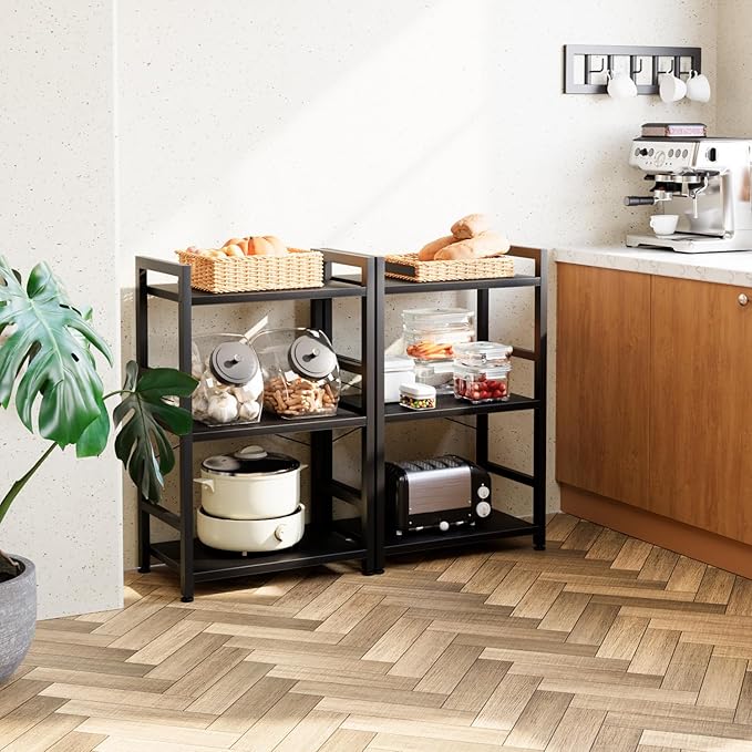 NUMENN 3 Tier Slim Bookshelf, Bookcase Shelf Storage Organizer, Modern Book Shelf for Bedroom, Living Room and Home Office, Black