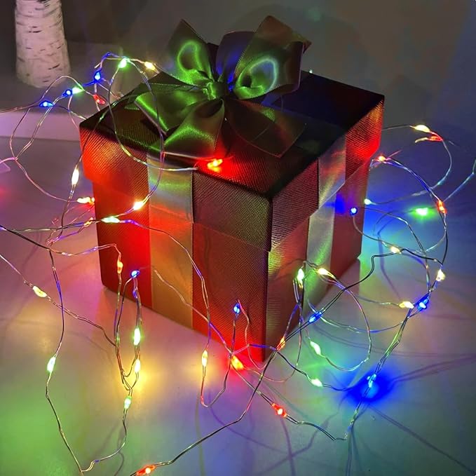 2-Pack Multicolor Fairy Lights Battery Operated with Timer, Waterproof 16FT 50 LED String Lights Outdoor Indoor, Twinkle Lights for Bedroom Wedding Birthday Christmas Parties Centerpiece (Multicolor)