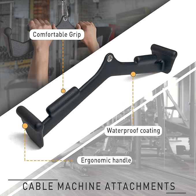 Lat Pull Down Bar T bar Row Attachment, V Bar Tricep Lat Pulldown Attachments, Back Strength Training Bar for Home Gym Exercise Cable Machine Attachments