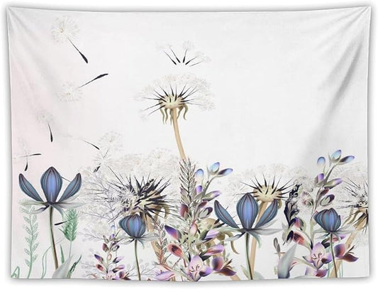 Kurtect Nature Dandelion Tapestry,Spring Plants Colorful Floral Botanical Theme Print Tapestries for Living Room Party Beach Picnic Blankets Tablecloths Wall Decor, 30x40 in