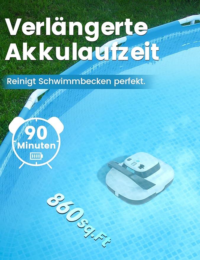 (2025 Upgrade) Launs S1 Cordless Robotic Pool Cleaner, Dual Motors & Suction Ports Automatic Pool Vacuum Robot Lasts up to 90 Min, Self-Parking Ideal for Above Ground Pools (New)