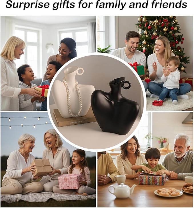 Ceramic Vase, Human Body Vase for Home Decor, Modern Minimalist Boho White Vase for Living Rooms, Bedrooms, Shelves, Dining Tables, Bathrooms, and Offices (White)