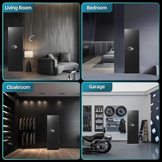 Gun Safes for Home Rifle and Pistols, Rifle Gun Safe, Gun Safe Quick Access, Gun Cabinet with Removable Shelf, LED Light, Pistol Pouches & Inner Cabinet (8-10 gun safe digital)