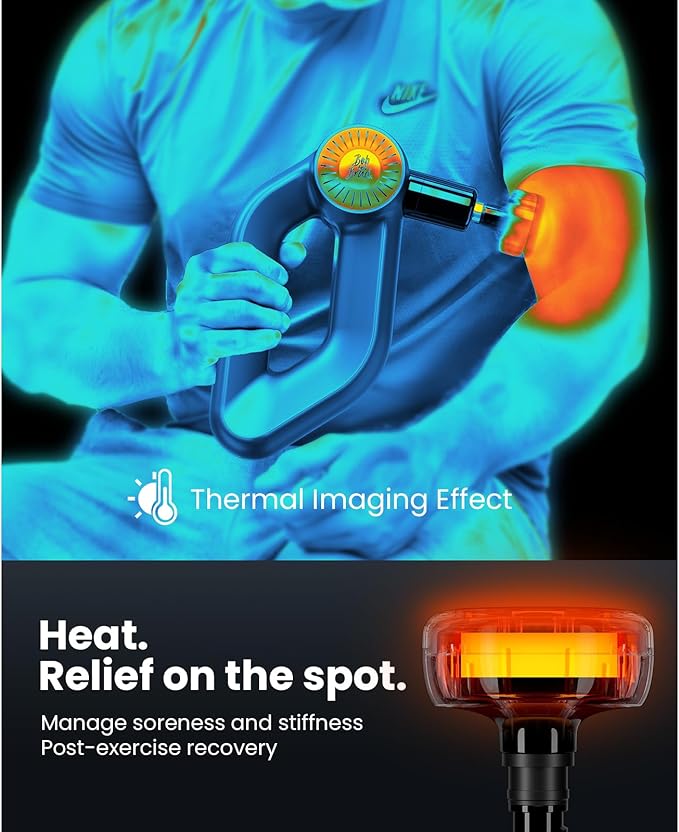 BOB AND BRAD D6 Pro Plus Massage Gun with Heat, Deep Tissue Percussion with 16mm Amplitude, Professional Muscle Massager Gun for Athletes, Quiet Electric Handheld Massager