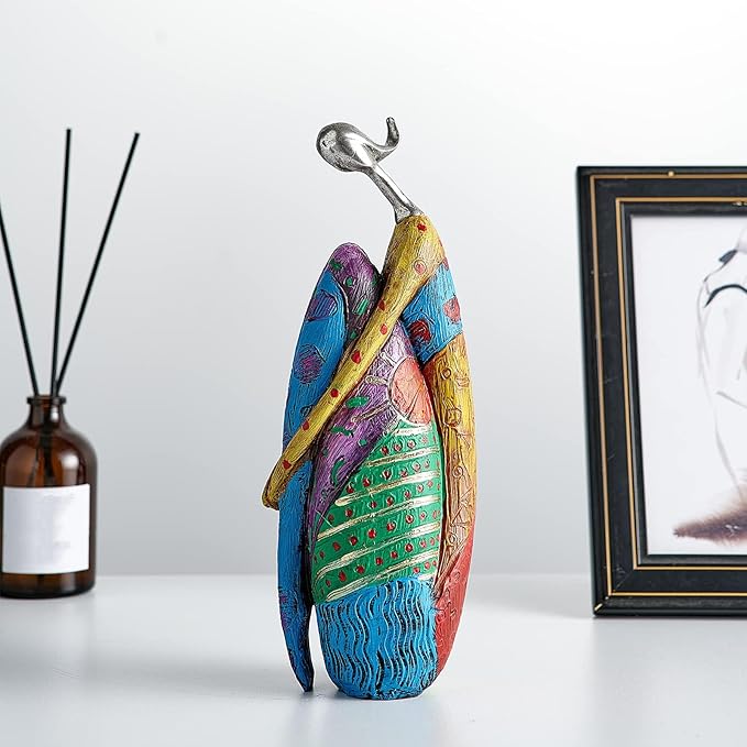 Octdays Art Female Sculpture Figurines, Abstract Woman Statue for Home Decor, Colorful Decorations for Living Room Shelf Office Cabinet Accents- A