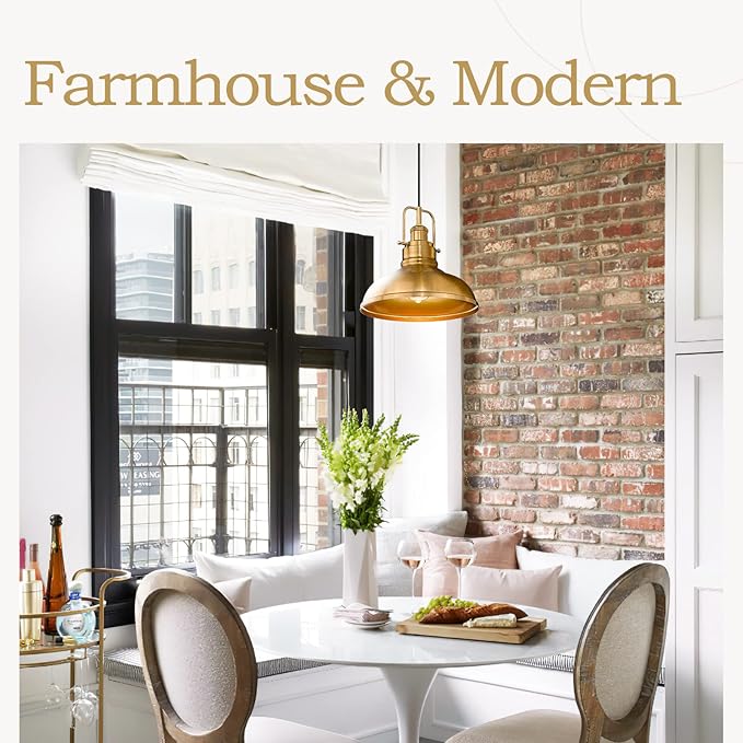 zeyu Farmhouse Pendant Lighting for Kitchen Island, 1-Light Industrial Hanging Pendant Light with Metal Dome Shade, Gold Finish, 016-1 BG