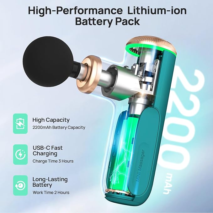 Massage Gun with Heat Function, 5 Adjustable Speed & 5 Massage Head for Deep Tissue Pain Relief, Portable Muscle Massager for Athletes, Compact Percussion Gun