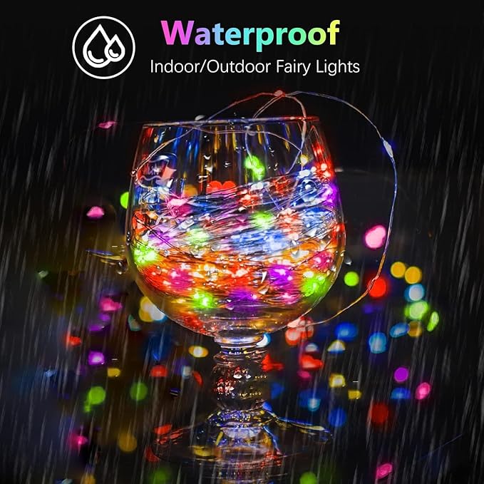 2 Pack Each 20FT 60LED Fairy Lights Battery Operated, RGB Color Changing String Lights, Indoor & Outdoor Battery Twinkle Light with Timer and Remote for Bedroom Wedding Birthday Halloween Decorations