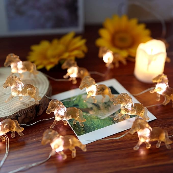 Horse Fairy String Lights Pony Cute Decorative Lights 20 LEDs Night Light 8.5ft USB or Battery Powered with Remote for Bedroom Farmhouse Barn Holiday Thanksgiving Decoration