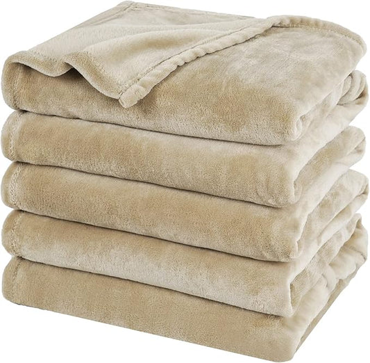 PHF Oversized King Fleece Blanket 120"x120", No Shed No Pilling Big Soft Blanket, Extra Large 10'x 10' Lightweight for Bed, Sofa Travel and Camping, Suitable for All Season, Khaki