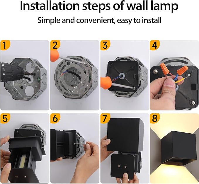 12W 4Pack Outdoor Wall Lights Exterior/Interior,LED Black Outdoor Wall Sconces Light Fixtures Modern,IP65 Waterproof Square Aluminum Wall Lamps, Up and Down Lights 3000K Warm Lights