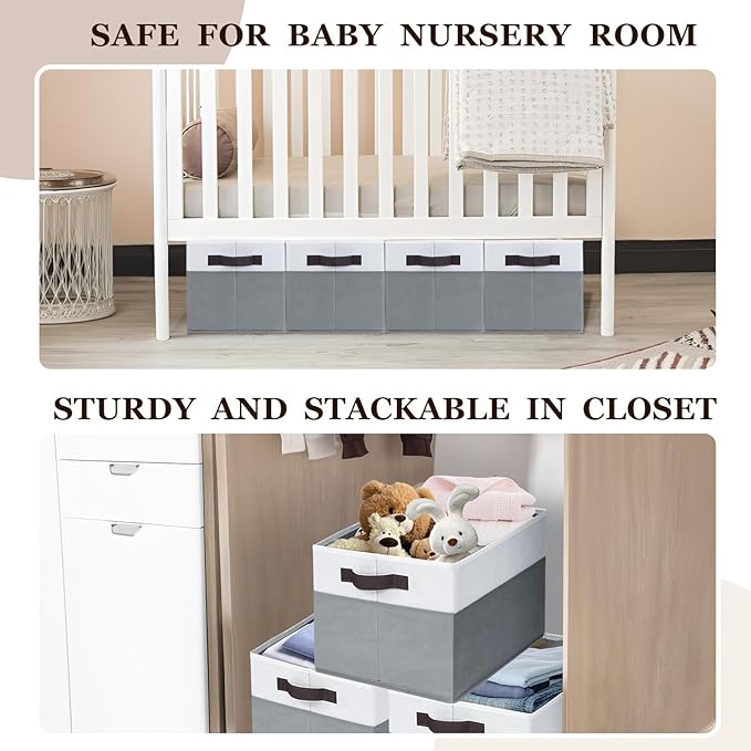 Criusia Large Storage Baskets 8 Pack Versatile Fabric Storage Bins for Closet Cabinet Wardrobe Nursery Pantry | Nursery Organizer Bins for Baby Diaper Toys Clothes | Housewarming Mother's Day Gift