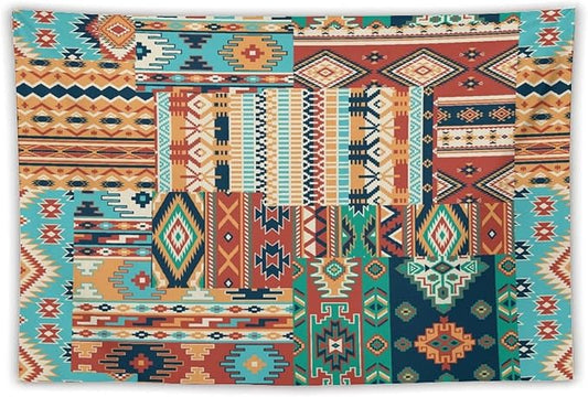 Kurtect Aztec Tapestry,Southwestern Tribal Native American Vintage Abstract Pattern Tapestries for Party Beach Picnic Blankets Tablecloths Living Room Wall Deocr, 60x90 in