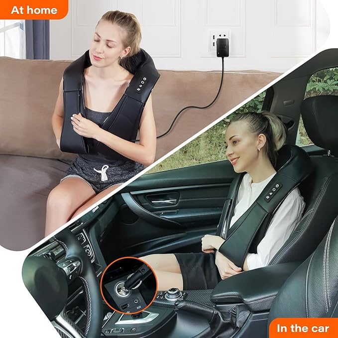 Shiatsu Neck Massager, Electric Neck and Back Massager with Heat, 3D Kneading Massage Pillow for Back, Shoulder, Muscle Pain Relief, Office & Home & Car Use, Fits for Parents
