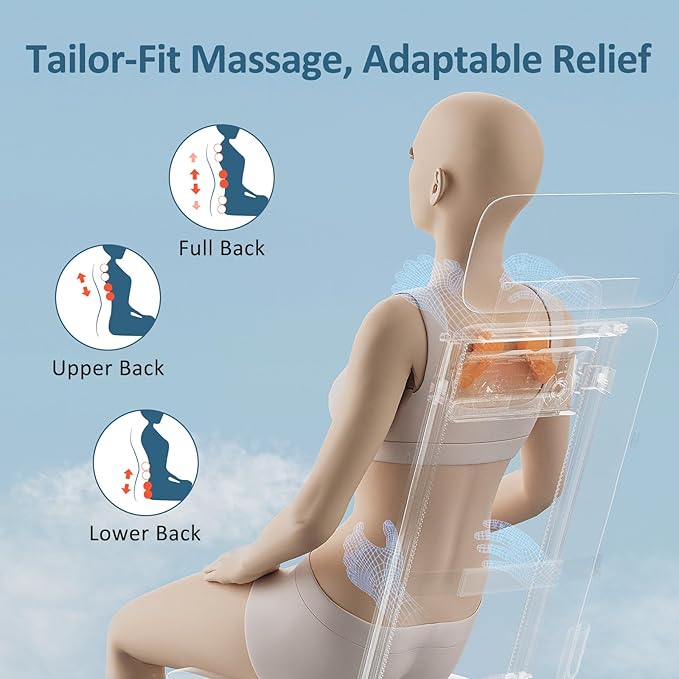 MOUNTRAX Back Massager for Chair, Full Back Massager for Pain Relief Deep Tissue, Massage Chair Pad with Soft S-Curve Design, Versatile Portable Massage Seat Cushion, Chair Massager