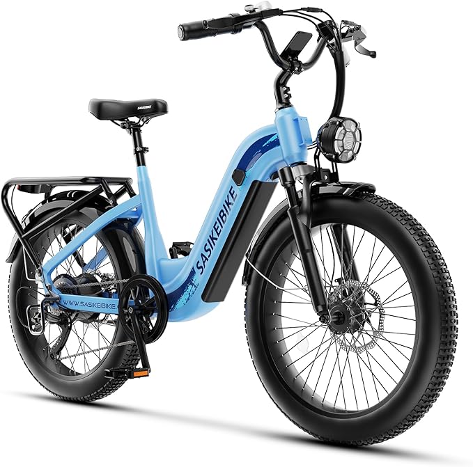 1500W Motor Peak Electric Bike for Adults and Teenagers, 48V 20AH Removable Battery Step Thru EBike, 30+MPH, 80 Miles Max Range, 24" Fat Tire Adult Electric Bicycles for 7 Speed