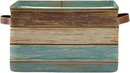 Wood Print Rectangular Storage Basket Retro Vintage Organizer Bin Shelf Baskets For Clothes Gifts For Home Office Dorm