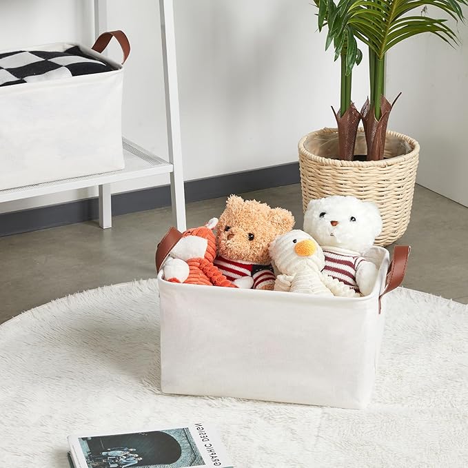 DULLEMELO Foldable Fabric Storage Bins for Closet Organization - Set of 2 Decorative Bins for Bedroom, Natural Color