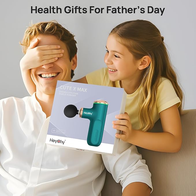 Massage Gun with Heat Function, 5 Adjustable Speed & 5 Massage Head for Deep Tissue Pain Relief, Portable Muscle Massager for Athletes, Compact Percussion Gun