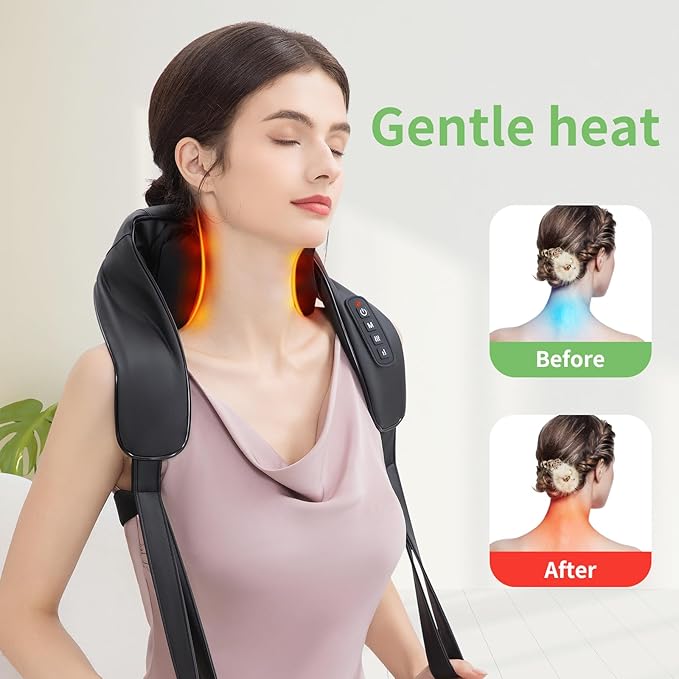 Shiatsu Neck and Back Massager with Heat, Upgraded 2600mAh Cordless Shoulder Massager Deep Tissue 6D Kneading with Carry Bag, Massages Pillow for Neck, Back, Shoulder, Body Gifts for Mom Dad