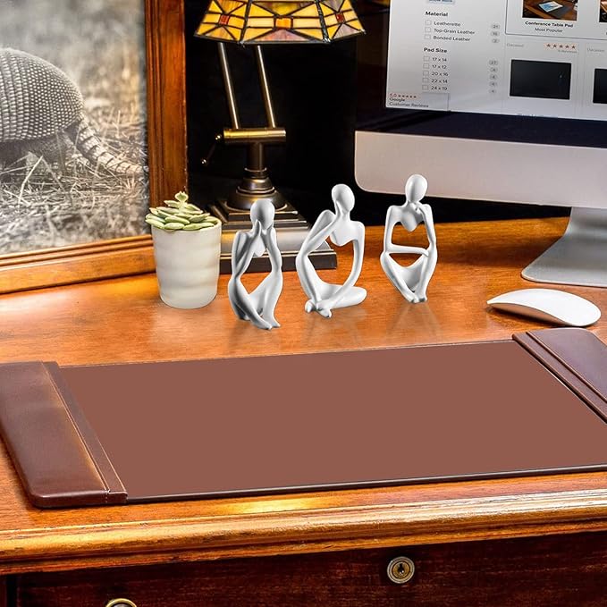 Thinker Statue Gold Decor Abstract Art Sculpture, Golden Resin Collectible Figurines for Home Living Room Office Shelf Decoration,Great Gifts Ideas (White)