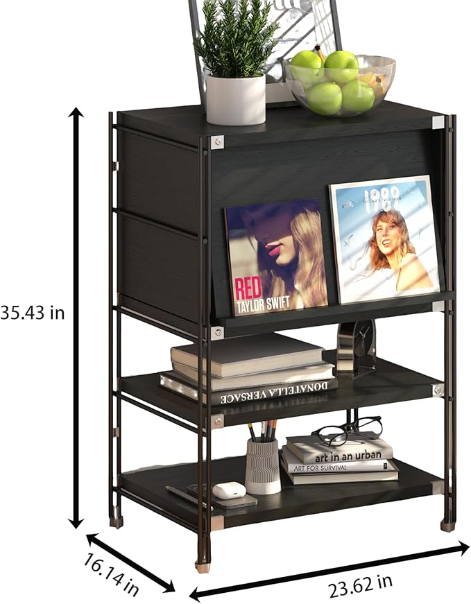 Small Bookshelf, Vintage Industrial Style Bookcase/Metal and Wood Bookshelf Furniture, Book Organizers and Storage, Wood and Metal Bookshelfs, for Home Living Room Bedroom Office Storage