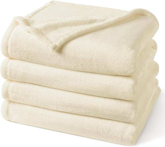 PHF Ultra Soft Fleece Blanket Twin Size, No Shed No Pilling Luxury Plush Cozy 300GSM Lightweight Blanket for Bed, Couch, Chair, Sofa Suitable for All Season, 66" x 90", Cream