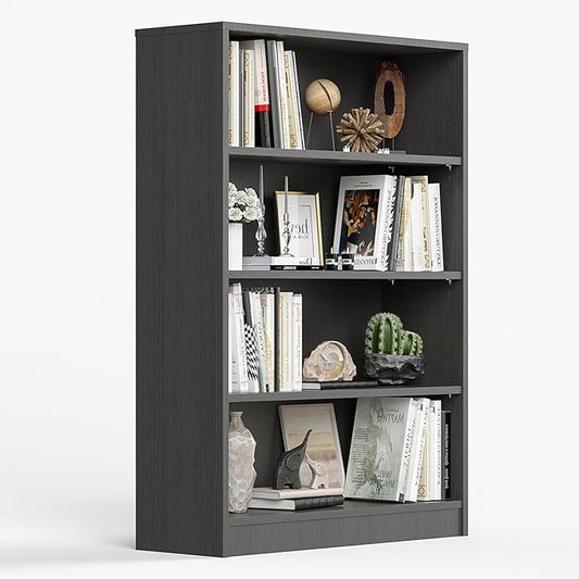 Farini 4 Shelf boockase Display Bookcase Freestanding Wooden Bookshelfs for Home Office Living Room,48 Inch Height,Grey