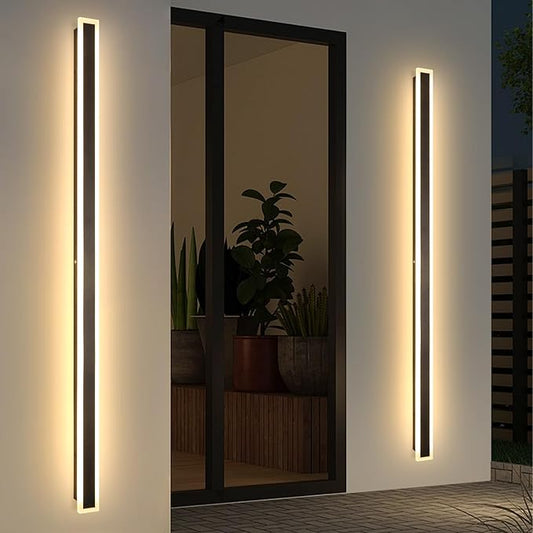 Modern Outdoor Wall Light, 79 Inch 2 PCS Long Exterior Wall Lighting IP65 Waterproof 3000K-6000K Dimmable LED Outdoor Wall Sconce, Linear Long Wall Light for House Exterior Patio Garage