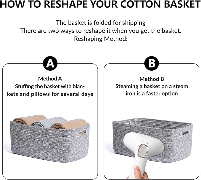 Large Storage Baskets for Shelves, Closet Organizers Bins for Clothes Blanket Towels, Baby Nursery, Toy Baskets Box, Woven Rope Baskets, 17 x 13 x 7.5”, 3 Packs Mixed Gray