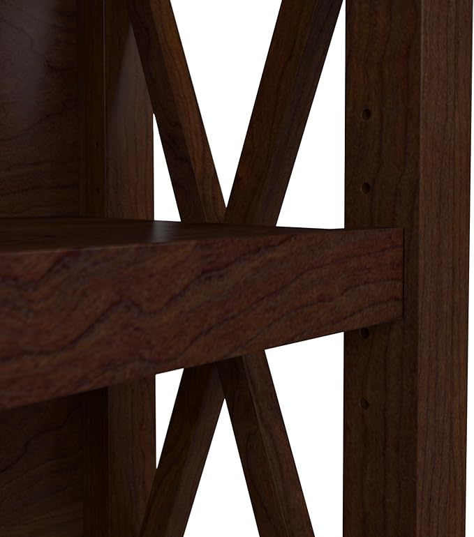 Bush Furniture Tall 5 Shelf Bookcase for Living Room or Home Office, Large Bookshelf, Modern Farmhouse Style, Key West Collection, Bing Cherry