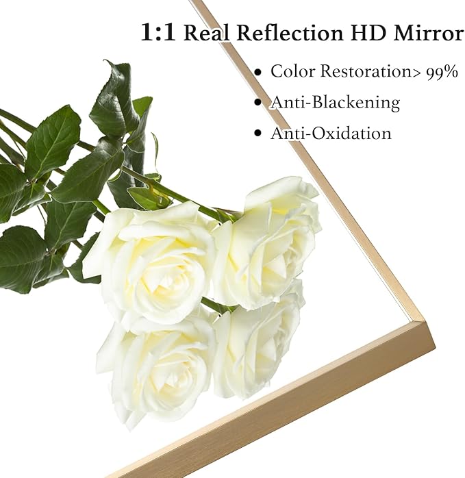 24x30 Inch Gold Bathroom Mirror - Copper-Free Mirror, Aluminum Alloy Frame Vanity Rectangle Wall Mounted Modern Mirror for Bedroom/Living Room/Porch Horizontal or Vertical