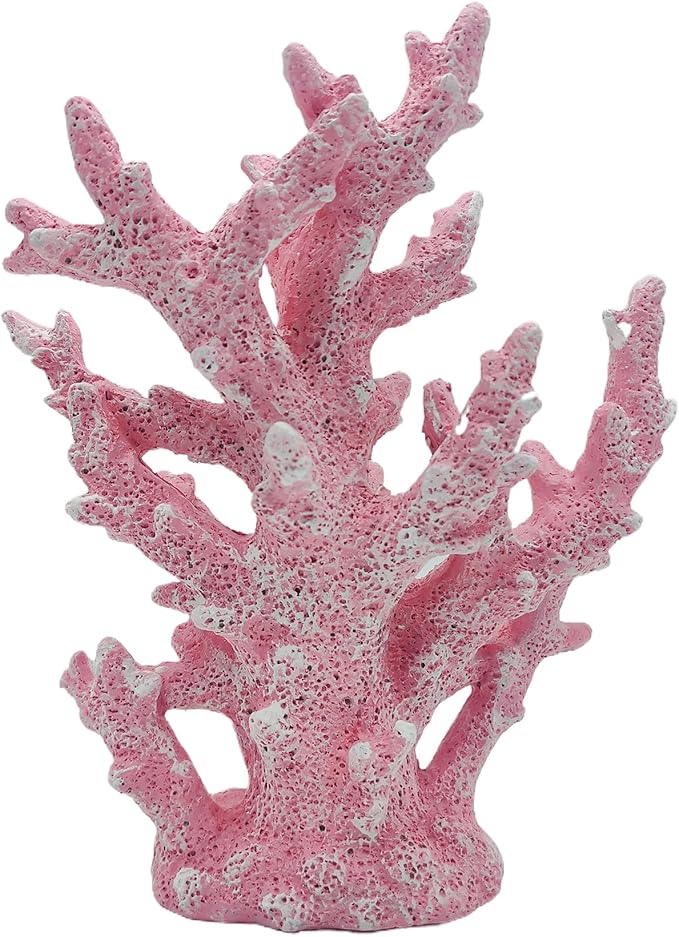 Beach Coastal Decor Coral Reef Home Decor Coral Statue Sculpture Home,Desk,Bathroom,Desktop Shelf Statue,Marine Themed Gifts (Pink Coral)