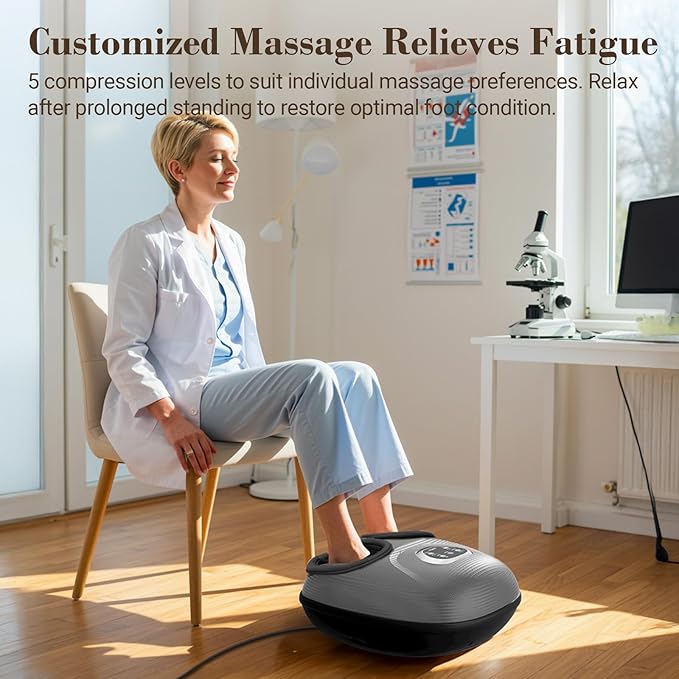 Foot Massager with Heat, FSA HSA Eligible Shiatsu Foot Massager Machine for Plantar Fasciitis, Adjustable Vibration & Pressure for Neuropathy Pain, Women Men Gifts, Fits Up to 12"(Gray)