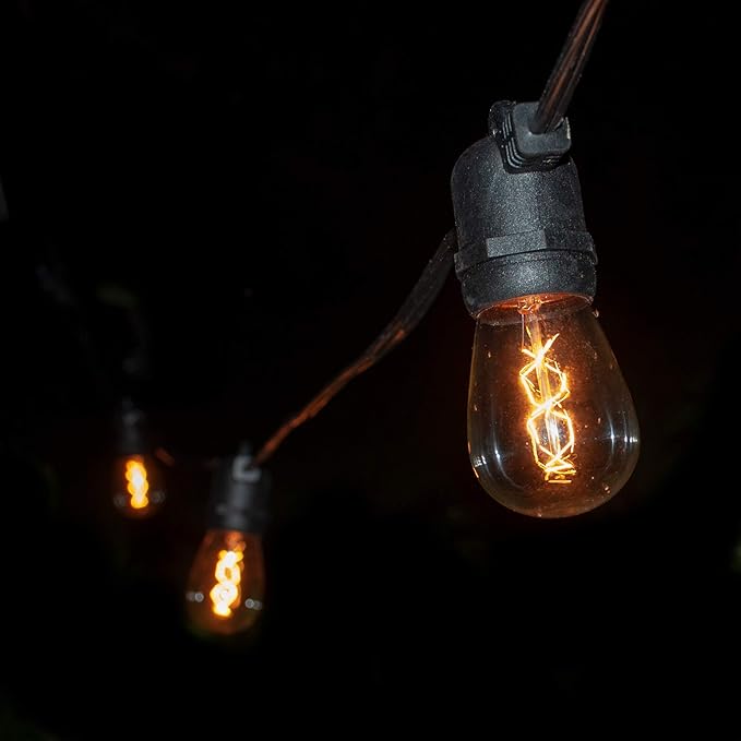 Hometown Evolution, Inc. E26 Commercial String Lights with 16 Gauge Wire (50 Foot 25 Socket, S14 Zig Zag Edison 11 Watt Bulbs)