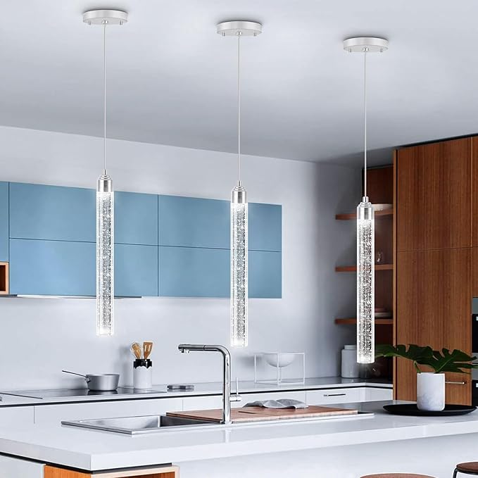 1-Light Modern Crystal Pendant Lighting LED Dimmable Pendant Light Kitchen Island Dining Room