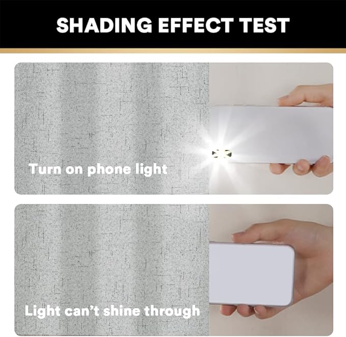 PrinceDeco 100% Blackout Curtains 108 Inches Long 2 Panels Set Burlap Vintage Open Linen Weave Flax Thermal Curtains with White Liner Soundproof Window Treatment Drapes for Nursery, Glacier Grey