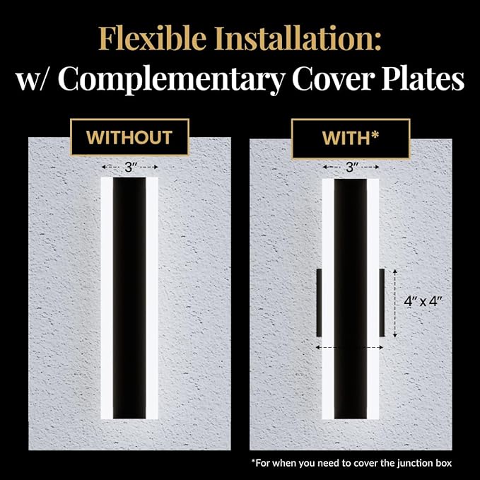 𝗠𝗢𝗗 𝗟𝗜𝗚𝗛𝗧𝗜𝗡𝗚 Haylen | Waterproof Outdoor Wall Light, LED Dimmable with Remote 3000K-6000K, Long Outdoor Porch Lights, Wired Lighting Fixture, Patio Exterior Wall Sconce, 1-Pack (Black, 12")