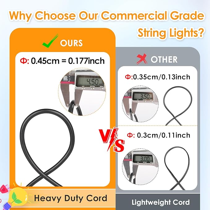 Mlambert 96Ft(2x48ft) Outdoor Patio Lights, RGB Dimmable Cafe String Lights with 30+5 Commercial Grade LED Edison Bulbs for Yard Balcony-Black 2 Pack