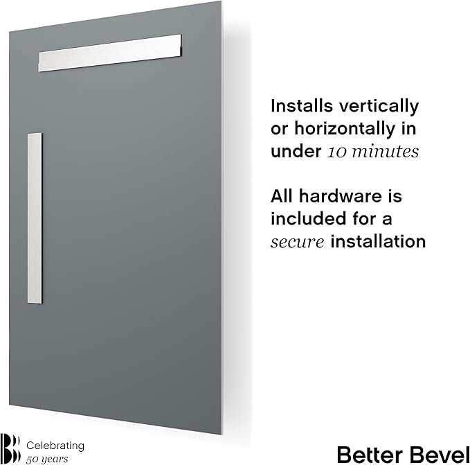 Better Bevel Frameless Rectangle Mirror, 30" x 40" Bathroom Wall Mirror w/Beveled Edge