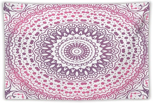 Kurtect Bohemian Tapestry,Colorful Pink Flower Abstract Geometric Pattern Boho Pattern Tapestries for Party Beach Picnic Blankets Tablecloths Living Room Wall Deocr, 40x60 in