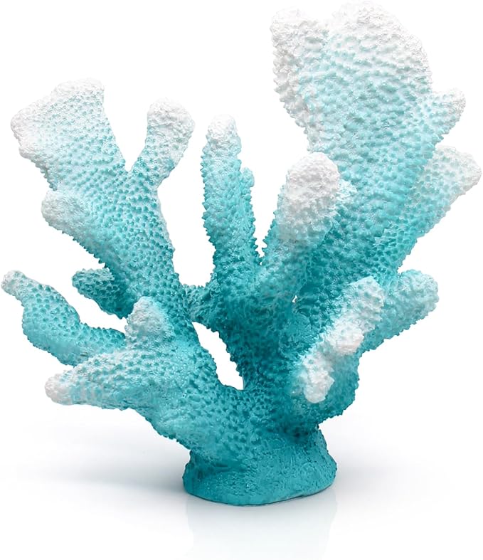 Accessoryway Turquoise Shades Artificial Beach Coral Coastal Decor Resin Coral Statue Nautical Decorations Hawaiian Beach Home Bedroom Party centerpieces for Tables-8.2"