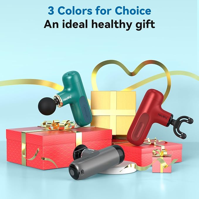 Mini Massage Gun with Heat and Cold, Deep Tissue Massage Gun, Portable Percussion Muscle Massager with 4 Massage Heads for Athletes