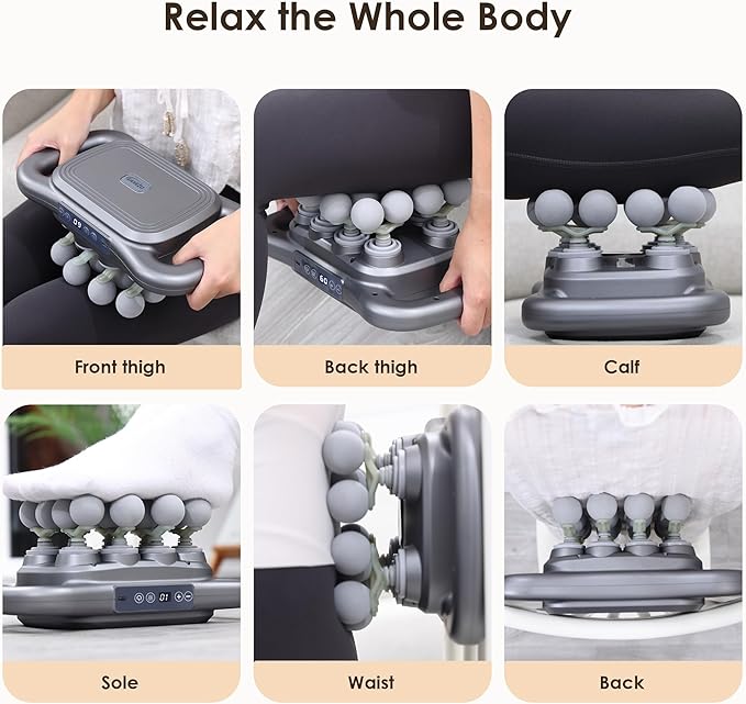 16 Head Massage Gun Set, Deep Tissue Percussion Massager, Electric Massage Tools with 9 Styles & Levels, Dark Grey