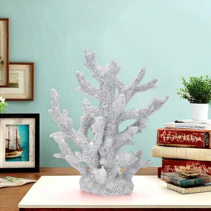 Beach Coastal Decor Coral Reef Home Decor Coral Statue Sculpture Home,Desk,Bathroom,Desktop Shelf Statue,Marine Themed Gifts