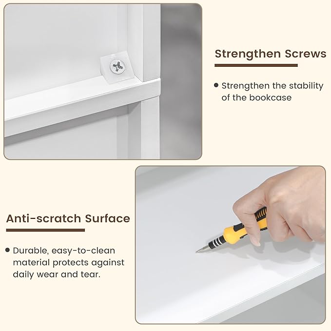 6 Tier Large Bookshelf, 70.8 Inch Tall Bookshelf and Bookcases for Living Room, Study Room, Home Office Library，White Bookcase with 12 Open Shelves.